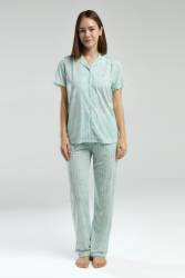 Pierre Cardin Cepli, Gömlek Yaka, Düğmeli, Kısakollu, Kutulu, Yazlık Pijama Takım - Thumbnail