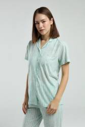 Pierre Cardin Cepli, Gömlek Yaka, Düğmeli, Kısakollu, Kutulu, Yazlık Pijama Takım - Thumbnail