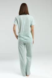 Pierre Cardin Cepli, Gömlek Yaka, Düğmeli, Kısakollu, Kutulu, Yazlık Pijama Takım - Thumbnail