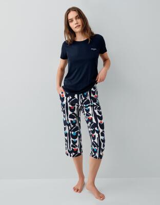 Pierre Cardin Cepli Kadın Kapri Pijama Takımı – %50 Pamuk %50 Modal, Kısa Kollu, Desenli Alt - 2