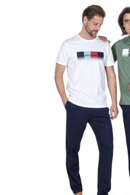 Pierre Cardin - Pierre Cardin Cepli, Kısakol, Yazlık Erkek Pijama Takım, %100 Pamuk
