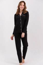 Pierre Cardin Çeyize Uygun Kutulu Kadın Pijama Takım, %50 Modal %50 Pamuk, Uzunkol Mevsimlik Kadın Pijama Takım - Thumbnail