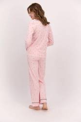 Pierre Cardin Çeyizlik Kadın Pijama Takım, %100 Pamuk Uzun Kol Boydan Düğmeli - Thumbnail
