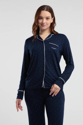 Pierre Cardin Çeyizlik Kutulu Pijama Takım, Viskon Kumaş, Önden Düğmeli, Uzunkol - 5