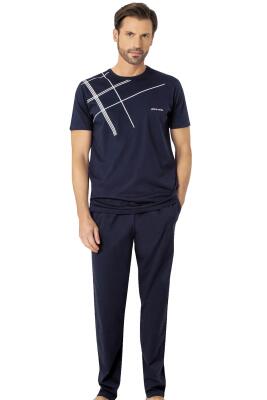 Pierre Cardin Çizgi Detaylı, Kısakol, Bisiklet Yaka Erkek Pijama Takım, %100 pamuk - 3