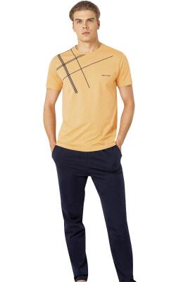 Pierre Cardin Çizgi Detaylı, Kısakol, Bisiklet Yaka Erkek Pijama Takım, %100 pamuk - 4