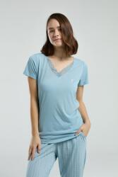 Pierre Cardin Dantelli V Yaka Mavi Büyük Beden Pijama, Alt Cep Detaylı - 2