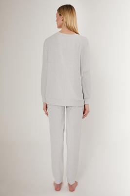 Pierre Cardin Dokuma Kadın Pijama Takım, Kol ve Paça Manşetli, - 3