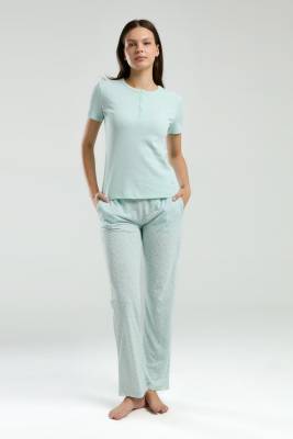 Pierre Cardin - Pierre Cardin Düğmeli Yaka Kaşkorse Kadın Viskon Pijama Takım, Cep Detaylı