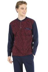 Pierre Cardin Erkek Pijama Takım, Jakarlı Pijama Takım, Uzunkol Pijama, - Thumbnail