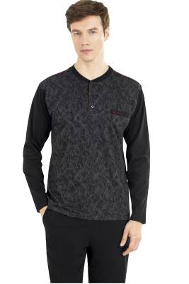 Pierre Cardin Erkek Pijama Takım, Jakarlı Pijama Takım, Uzunkol Pijama,  - 4