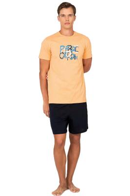 Pierre Cardin Erkek Şort Pijama Takımı %100 Pamuk Baskılı Tişört – Yazlık Rahat Kesim - 4
