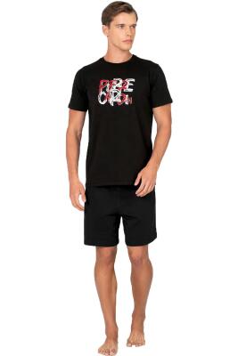 Pierre Cardin Erkek Şort Pijama Takımı %100 Pamuk Baskılı Tişört – Yazlık Rahat Kesim - 5