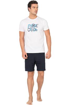 Pierre Cardin Erkek Şort Pijama Takımı %100 Pamuk Baskılı Tişört – Yazlık Rahat Kesim - 1