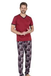Pierre Cardin Erkek V Yaka Yazlık Pijama Takım, %100 Pamukludur - Thumbnail