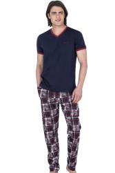 Pierre Cardin Erkek V Yaka Yazlık Pijama Takım, %100 Pamukludur - Thumbnail