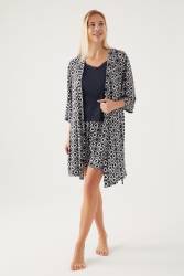 Pierre Cardin Geometrik Desenli 3'lü Sabahlık Atlet Şort Takımı - Thumbnail