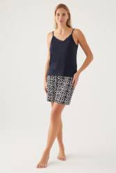 Pierre Cardin Geometrik Desenli 3'lü Sabahlık Atlet Şort Takımı - Thumbnail