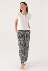 Pierre Cardin Geometrik Desenli Düğmeli Yaka Yazlık Pijama Takımı - Thumbnail