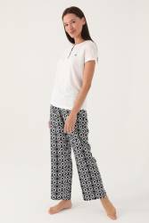 Pierre Cardin Geometrik Desenli Düğmeli Yaka Yazlık Pijama Takımı - Thumbnail