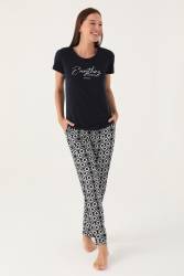 Pierre Cardin Geometrik Desenli Yazlık Kadın Pijama Takımı - Thumbnail