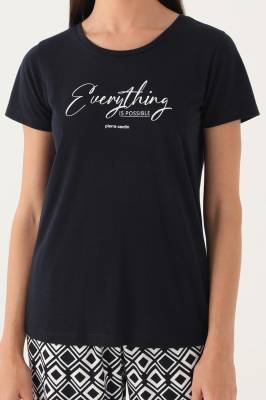 Pierre Cardin Geometrik Desenli Yazlık Kadın Pijama Takımı - 4