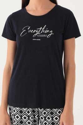 Pierre Cardin Geometrik Desenli Yazlık Kadın Pijama Takımı - 4