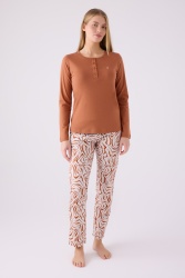 Pierre Cardin İkili Pijama Takım Açık Kahve - Süprem  - 2