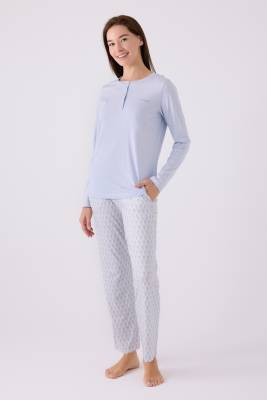 Pierre Cardin - Pierre Cardin İkili Pijama Takım Mavi - Süprem - 2Li Takım