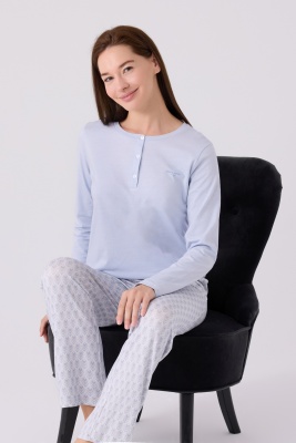  Pierre Cardin İkili Pijama Takım Mavi  - Süprem - 2Li Takım - 2