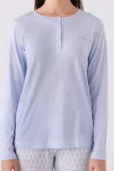  Pierre Cardin İkili Pijama Takım Mavi  - Süprem - 2Li Takım - 3