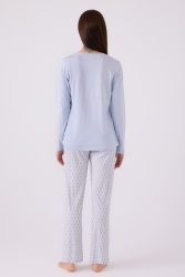  Pierre Cardin İkili Pijama Takım Mavi  - Süprem - 2Li Takım - 4