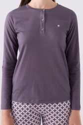  Pierre Cardin İkili Pijama Takım Mürdüm  - Süprem - 2Li Takım - 3