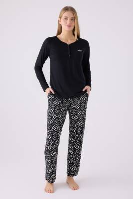 Pierre Cardin - Pierre Cardin İkili Pijama Takım Siyah - Süprem