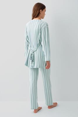 Pierre Cardin Kadın 3’lü Kutulu Pijama Takımı – %50 Modal %50 Pamuk, Askılı Atlet, Uzun Alt ve Sabahlık - 4