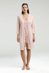 Pierre Cardin Kadın 3'lü Takım, Sabahlık Atlet ve Şort Seti - Thumbnail