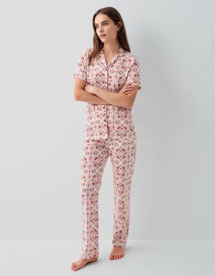 Pierre Cardin Kadın %50 Pamuk %50 Modal Kadın Düğmeli Pijama Takımı – Kısa Kollu, Desenli, Kutulu Ambalaj - 2