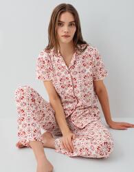 Pierre Cardin Kadın %50 Pamuk %50 Modal Kadın Düğmeli Pijama Takımı – Kısa Kollu, Desenli, Kutulu Ambalaj