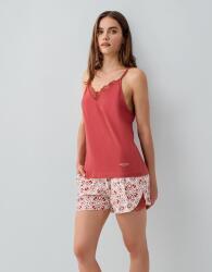 Pierre Cardin Kadın %50 Pamuk %50 Modal Kadın Şortlu Pijama Takımı – Askılı Dantel Detaylı Üst, Desenli Alt - 5