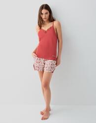 Pierre Cardin Kadın %50 Pamuk %50 Modal Kadın Şortlu Pijama Takımı – Askılı Dantel Detaylı Üst, Desenli Alt (1)