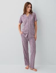 Pierre Cardin Kadın %50 Pamuk %50 Modal Kutulu Gömlek Pijama Takımı – Düğmeli Kısa Kollu Üst ve Desenli Pijama Alt, Cep Detaylı  (1)