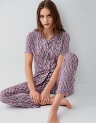 Pierre Cardin Kadın %50 Pamuk %50 Modal Kutulu Gömlek Pijama Takımı – Düğmeli Kısa Kollu Üst ve Desenli Pijama Alt, Cep Detaylı