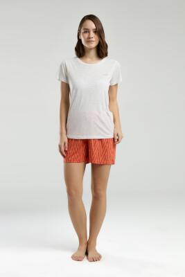 Pierre Cardin Kadın Beyaz T-shirt, Turuncu Şort Takım - 1