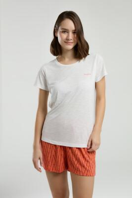 Pierre Cardin Kadın Beyaz T-shirt, Turuncu Şort Takım - 2
