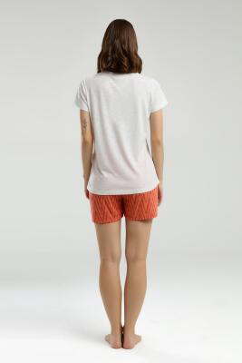 Pierre Cardin Kadın Beyaz T-shirt, Turuncu Şort Takım - 5