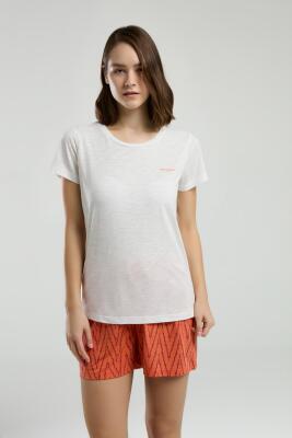 Pierre Cardin Kadın Beyaz T-shirt, Turuncu Şort Takım - 4