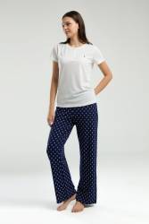 Pierre Cardin Kadın Büyük Beden Yazlık Pijama Takım, Viskon Süprem Kumaş - Thumbnail