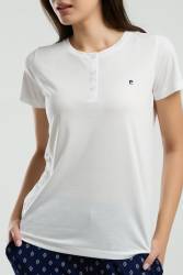 Pierre Cardin Kadın Büyük Beden Yazlık Pijama Takım, Viskon Süprem Kumaş - Thumbnail