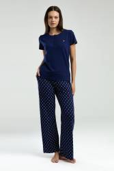 Pierre Cardin Kadın Büyük Beden Yazlık Pijama Takım, Viskon Süprem Kumaş - Thumbnail