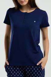 Pierre Cardin Kadın Büyük Beden Yazlık Pijama Takım, Viskon Süprem Kumaş - Thumbnail